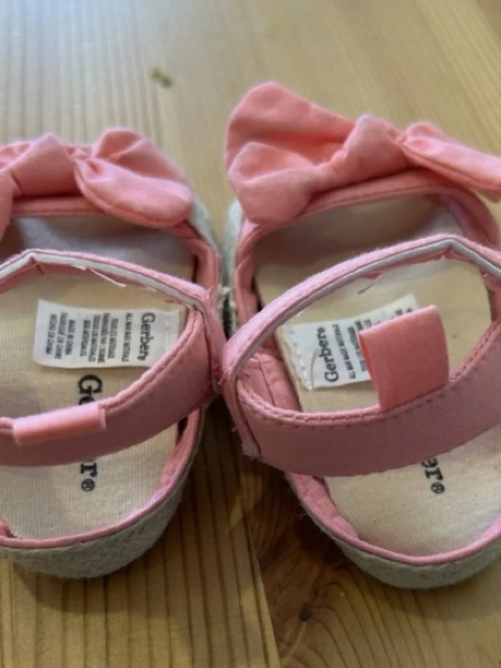 Gerber Pink Baby Girl Bow Sandals with Velcro Strap